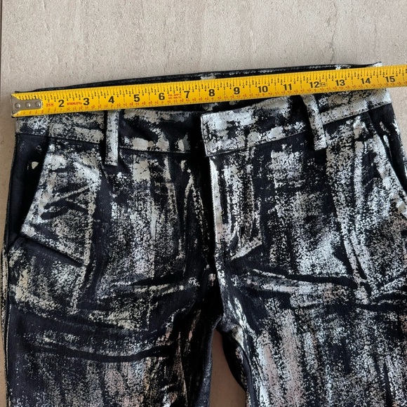 Kelly Wearstler Silver | Black  Metallic Jeans Pants Size 2 - Picture 13 of 14